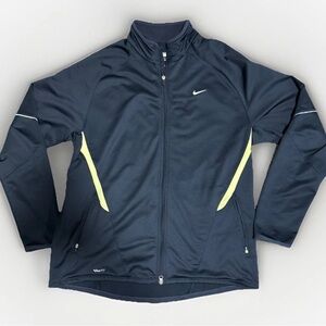VTG Nike Fit Dry full Zip Up Track Jacket Mens XL Navy Blue Green Y2K Athletic